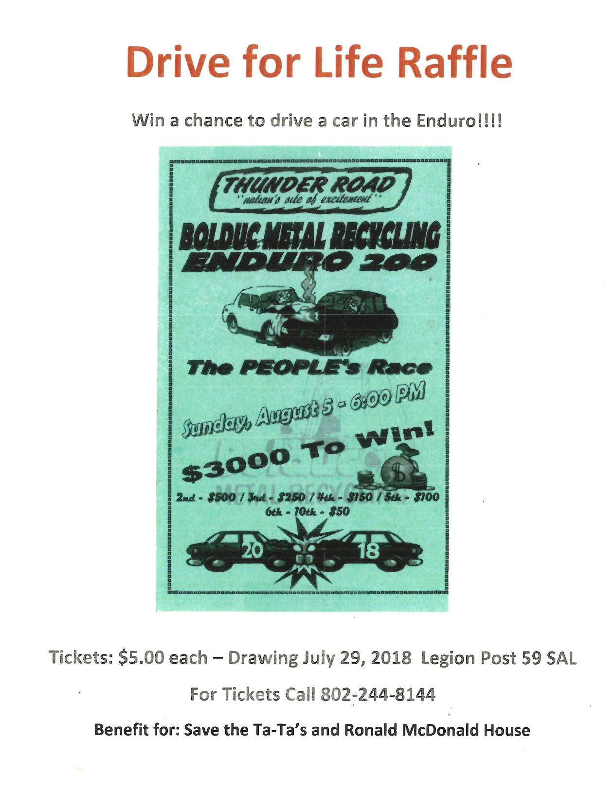 Drive for Life Raffle at Thunder Road Ronald McDonald House